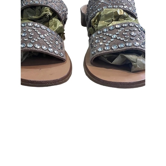 Barbara Barbieri Two Strap Rhinestones Flat Sandals US 7 Made in Italy - Picture 2 of 9